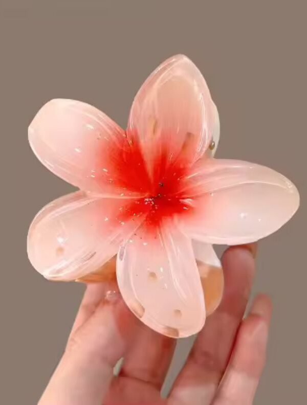 coral hibiscus Flower Hair Clip