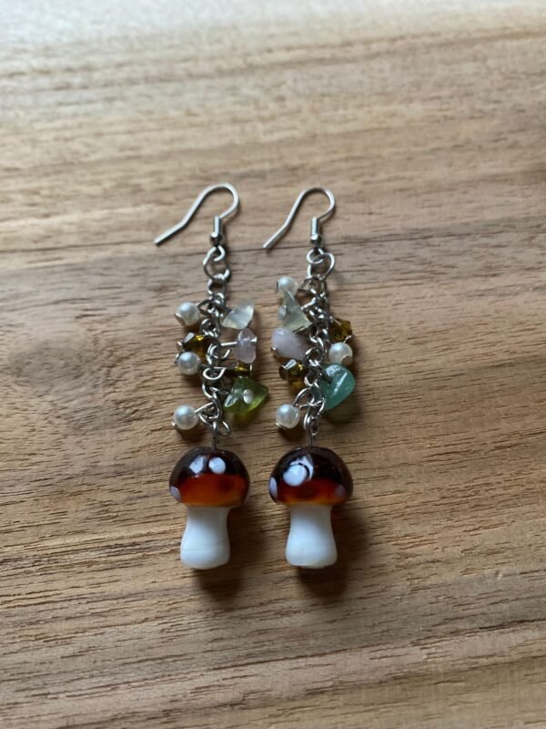 Pearl Mushroom crystal Earings