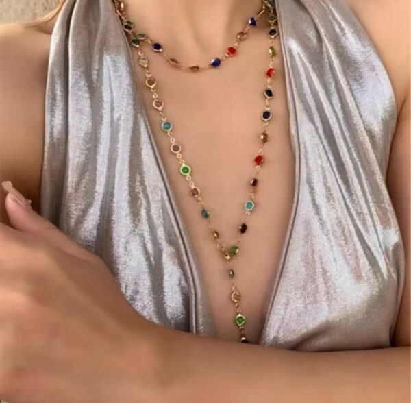 rainbow link naclace Gold multicolor link Nacklace
