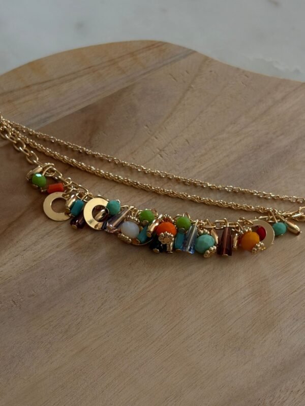 chaem bracetel Link Bracelet With Glass Crystal Mixed Color Multi-layer Beaded Chain Bracelet