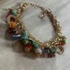 charm Link Bracelet With Glass Crystal Mixed Color Multi-layer Beaded Chain Bracelet